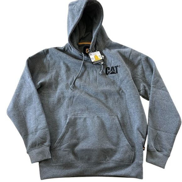 Caterpillar Men’s Sweatshirt Kangaroo Pocket Adjustable Hood, Grey, medium, NWT - Picture 2 of 9